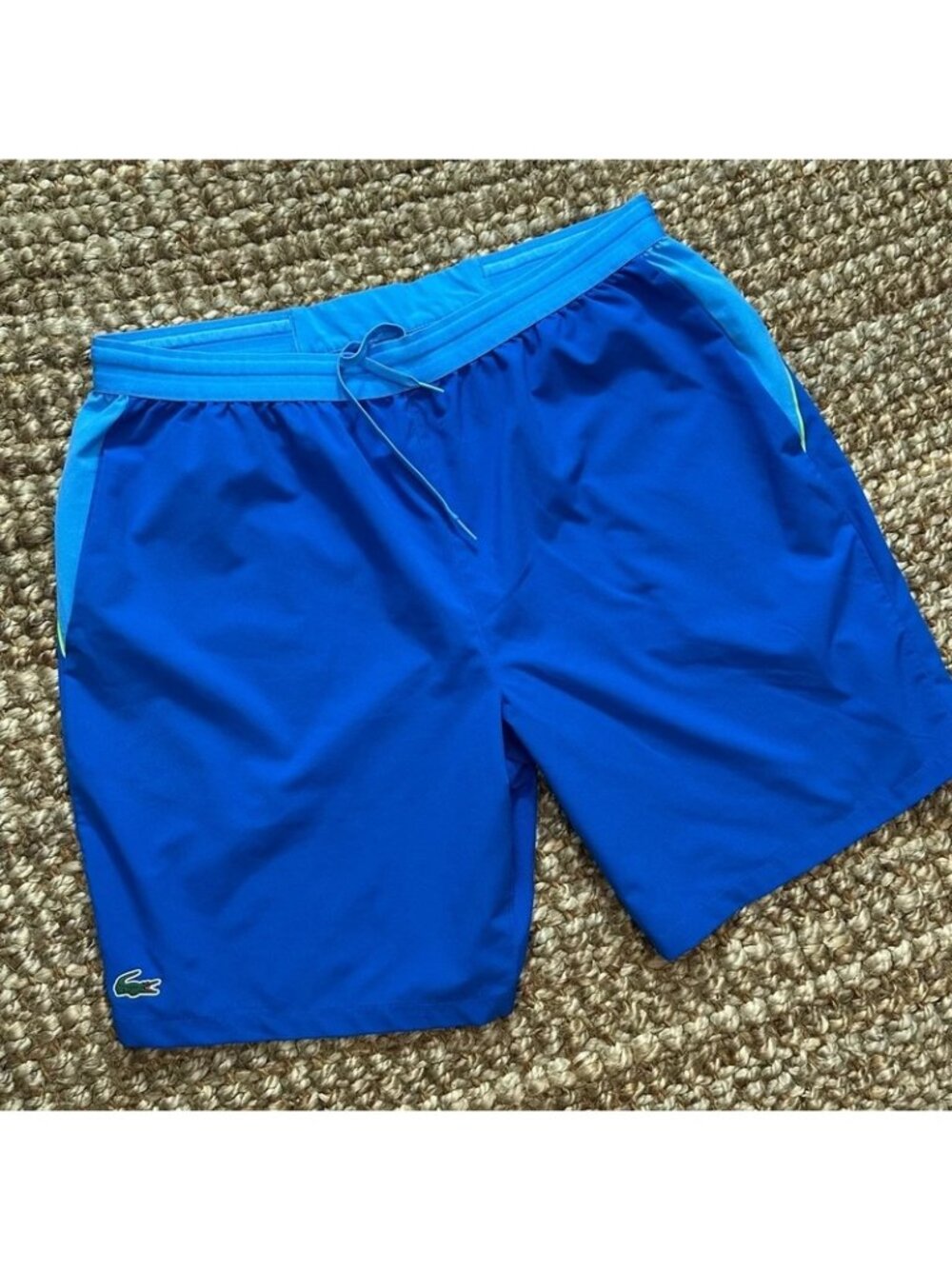 Lacoste Sport Novak Djokovic Men Shorts 2XL Blue Logo Drawstring Elastic Waist G